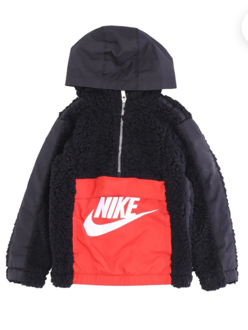 NIKE AMPLIFY SHERPA HALF ZIP KIDS HOODIE BLACK/UNIVERSITY RED